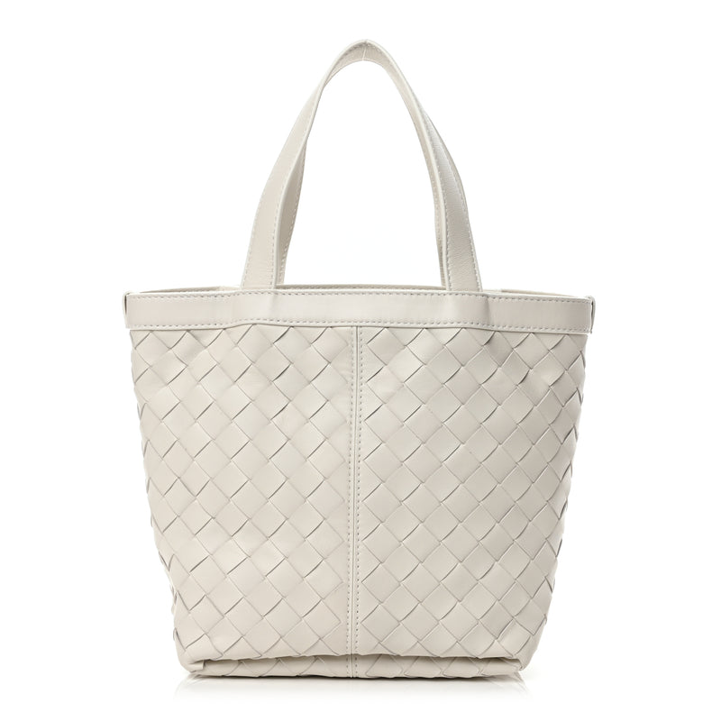  Bottega Veneta Nappa Intrecciato Small Flip Flap Tote Chalk