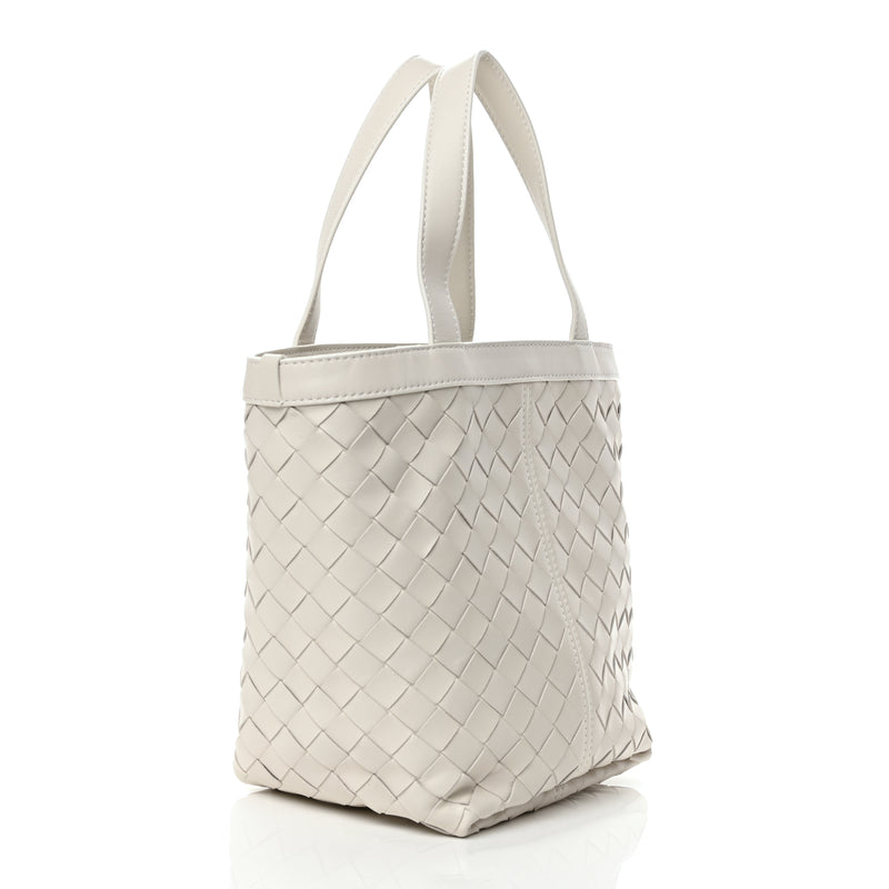  Bottega Veneta Nappa Intrecciato Small Flip Flap Tote Chalk