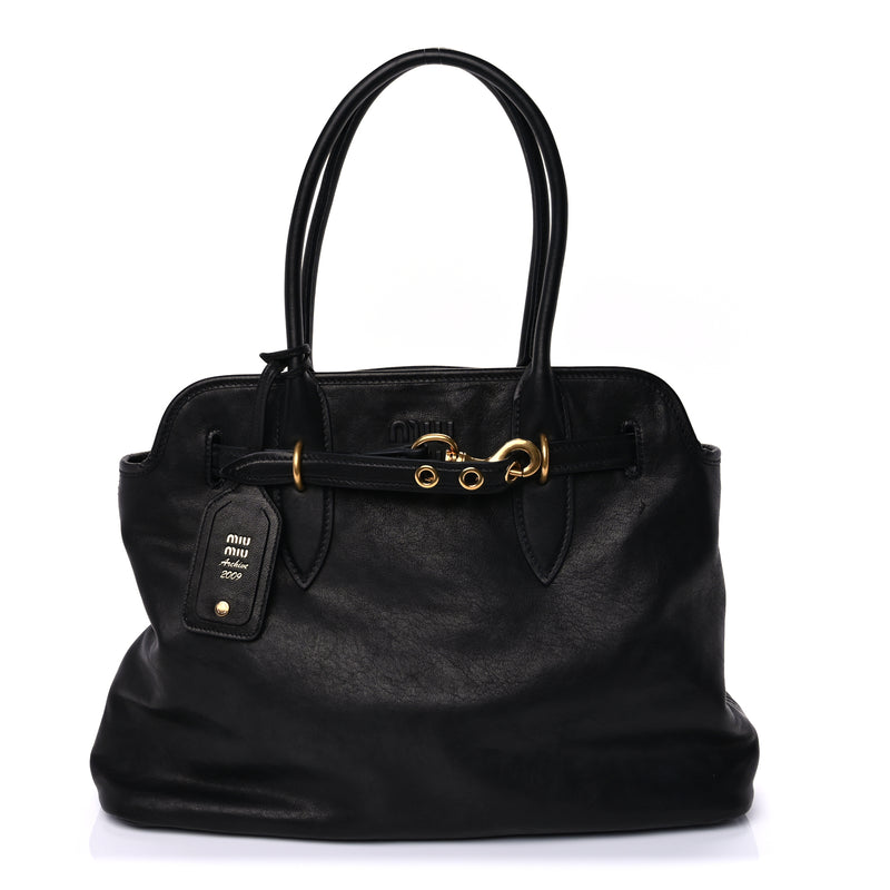  Miu Miu Nappa Medium Aventure Bag  Black