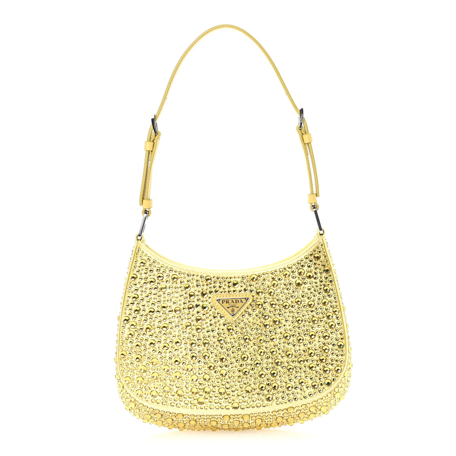 Prada Satin Crystal Cleo Adjustable Strap Shoulder Bag Ananas Image 1