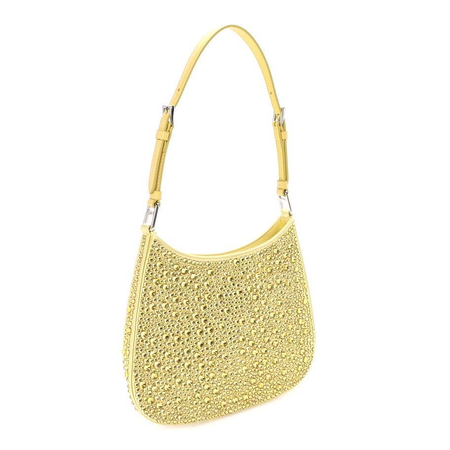 Prada Satin Crystal Cleo Adjustable Strap Shoulder Bag Ananas Image 2