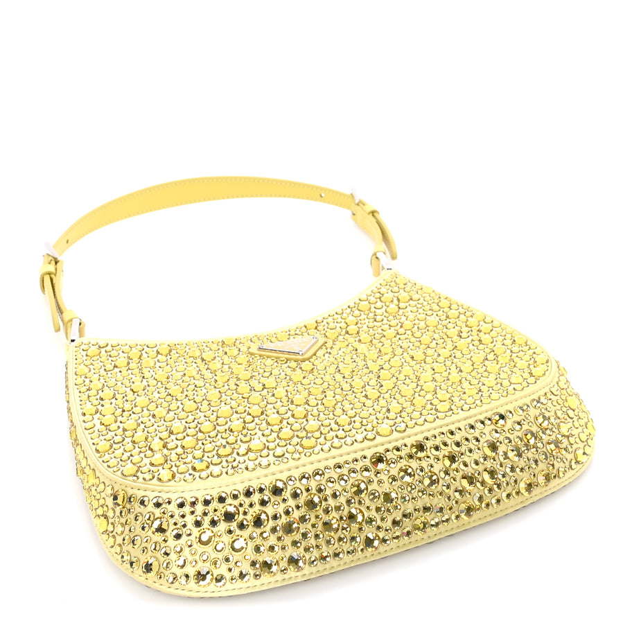 Prada Satin Crystal Cleo Adjustable Strap Shoulder Bag Ananas Image 3