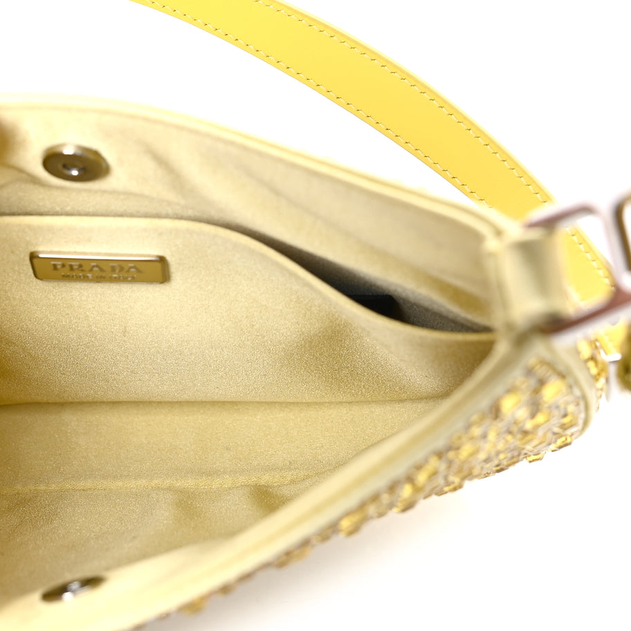Prada Satin Crystal Cleo Adjustable Strap Shoulder Bag Ananas Image 4
