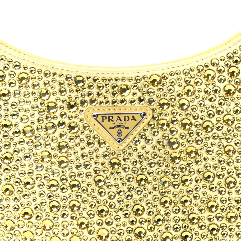 Prada Satin Crystal Cleo Adjustable Strap Shoulder Bag Ananas Image 6