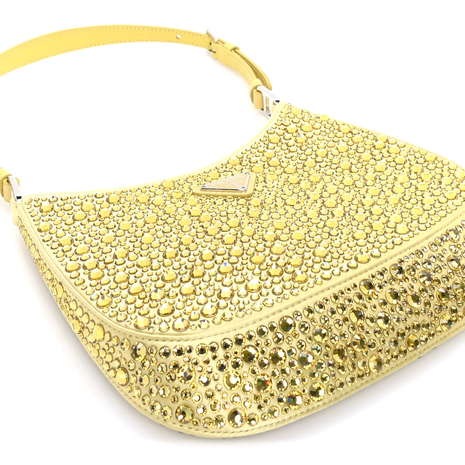 Prada Satin Crystal Cleo Adjustable Strap Shoulder Bag Ananas Image 7