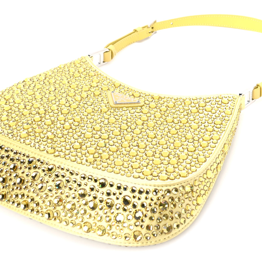 Prada Satin Crystal Cleo Adjustable Strap Shoulder Bag Ananas Image 8