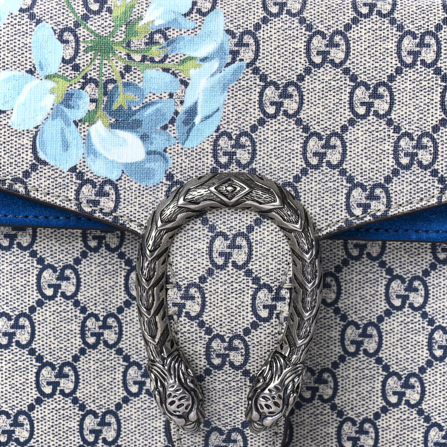 Gucci GG Supreme Monogram Blooms Small Dionysus Shoulder Bag Beige Navy Vintage Blue Image 8
