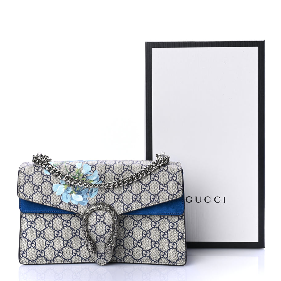 Gucci GG Supreme Monogram Blooms Small Dionysus Shoulder Bag Beige Navy Vintage Blue Image 11