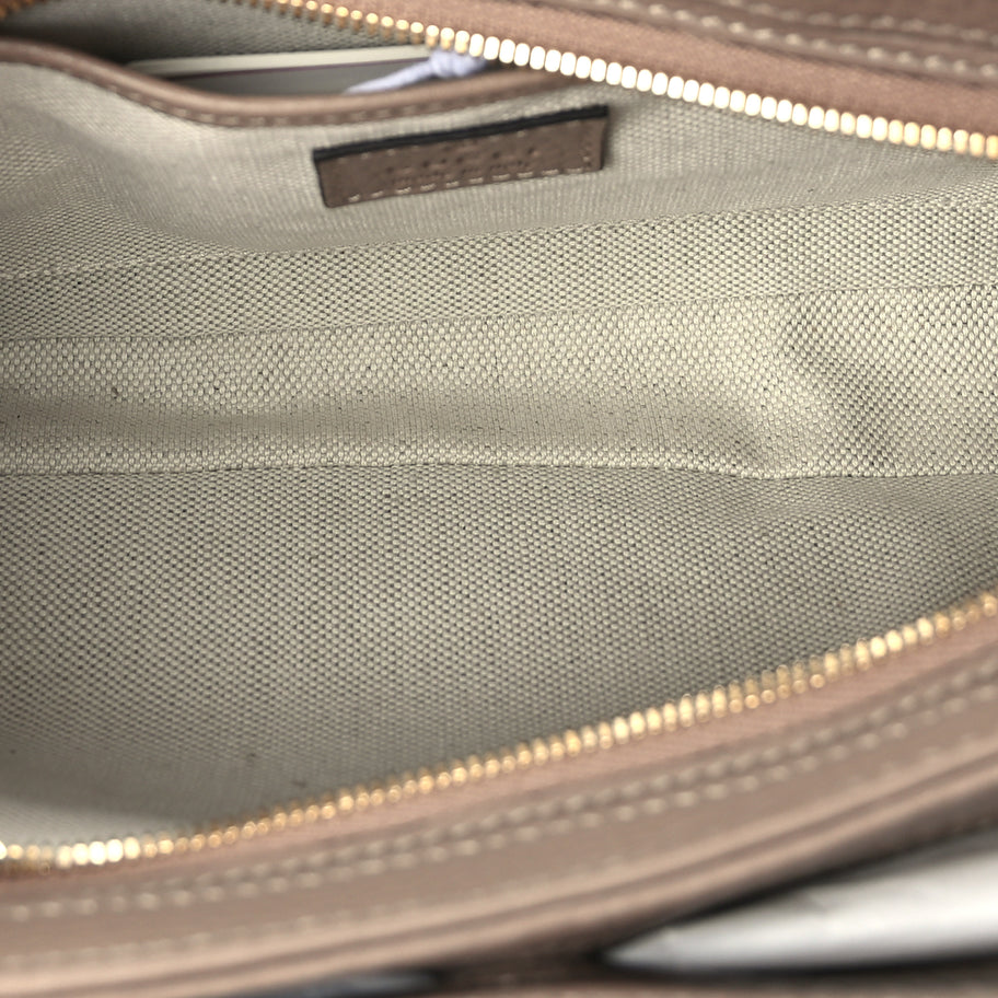 Gucci GG Grainy Calfskin Emblem Shoulder Bag  Taupe Image 4