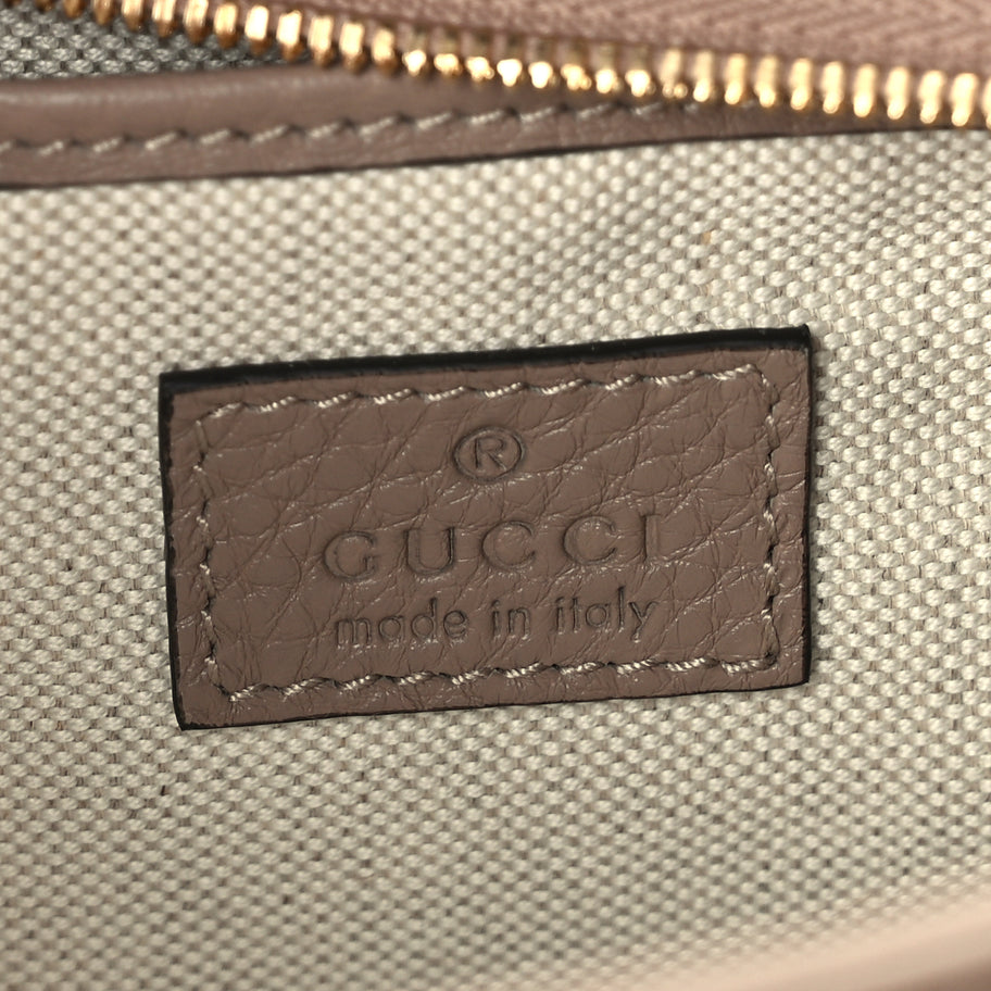 Gucci GG Grainy Calfskin Emblem Shoulder Bag  Taupe Image 5
