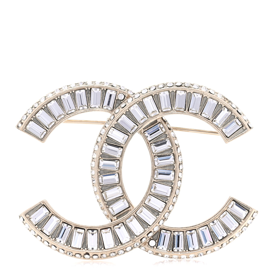 Chanel Baguette Crystal CC Brooch  Light Gold Image 1