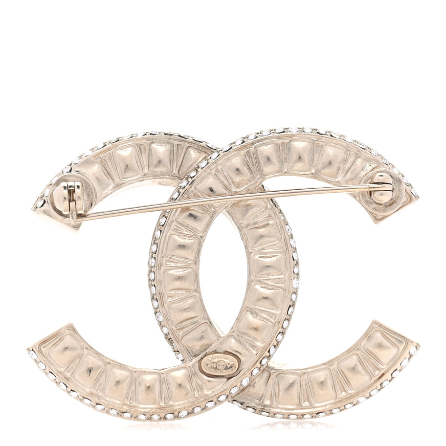 Chanel Baguette Crystal CC Brooch  Light Gold Image 3