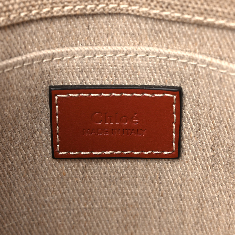 Chloe Cotton Calfskin Mini Woody Ribbon Tote White Brown Image 5