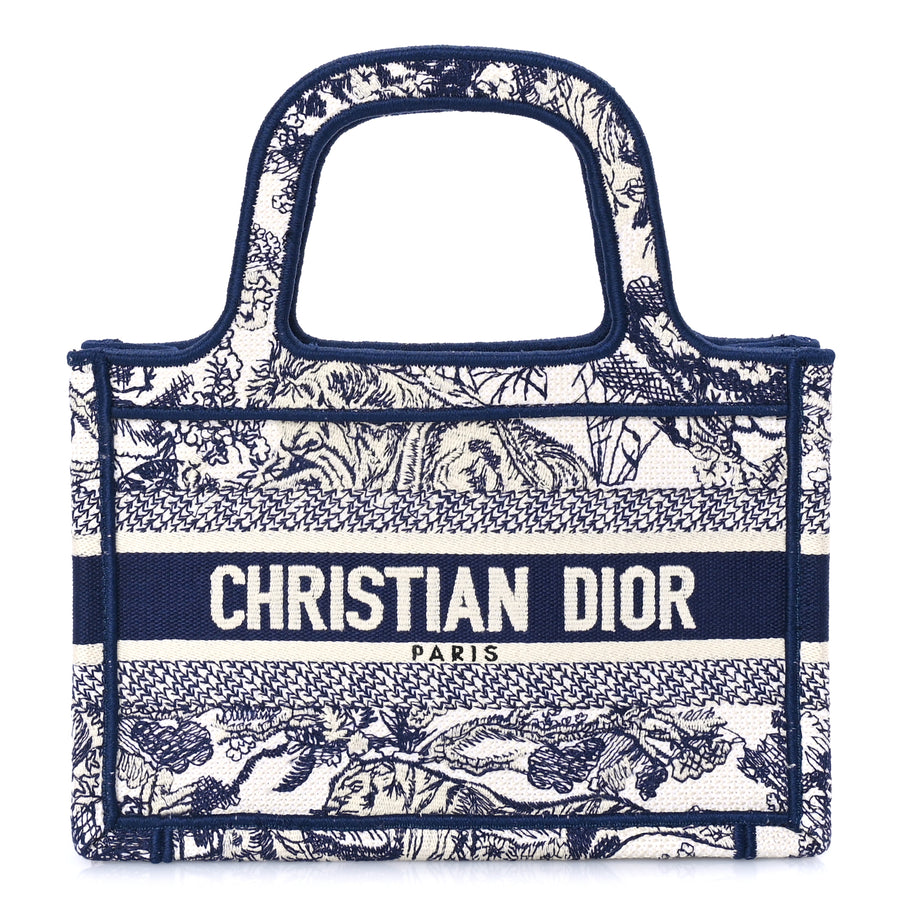 Christian Dior Canvas Embroidered Mini Toile De Jouy Book Tote  Blue Image 1