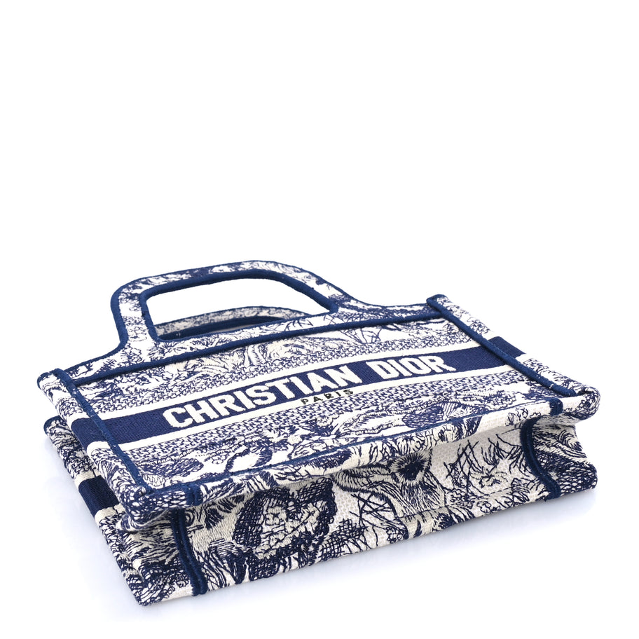 Christian Dior Canvas Embroidered Mini Toile De Jouy Book Tote  Blue Image 3