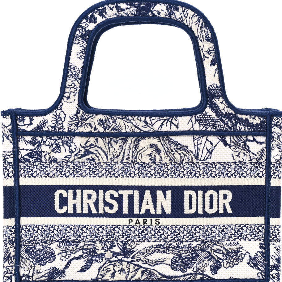 Christian Dior Canvas Embroidered Mini Toile De Jouy Book Tote  Blue Image 6