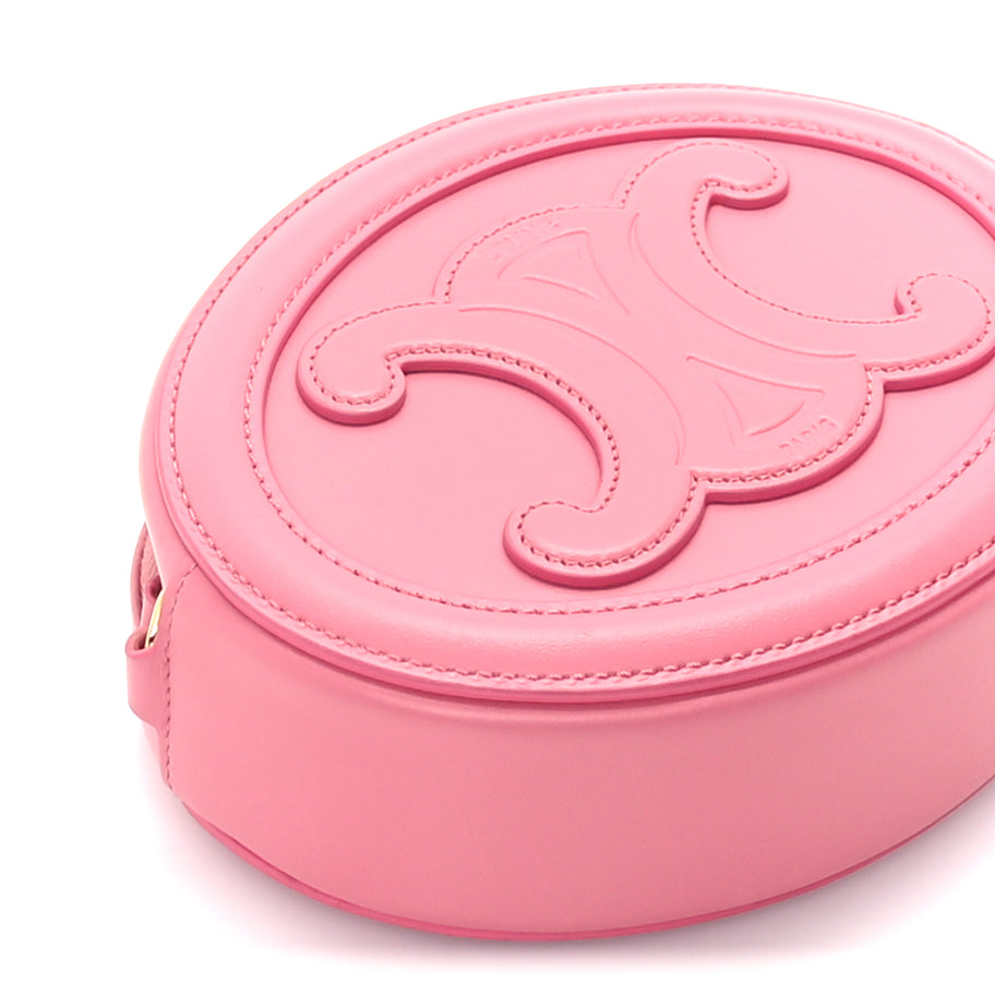 Celine Smooth Calfskin Cuir Small Triomphe Oval Crossbody Purse  Pink Image 7