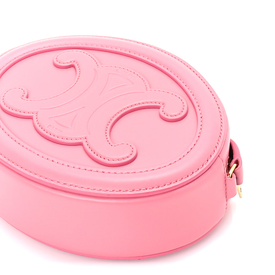 Celine Smooth Calfskin Cuir Small Triomphe Oval Crossbody Purse  Pink Image 8