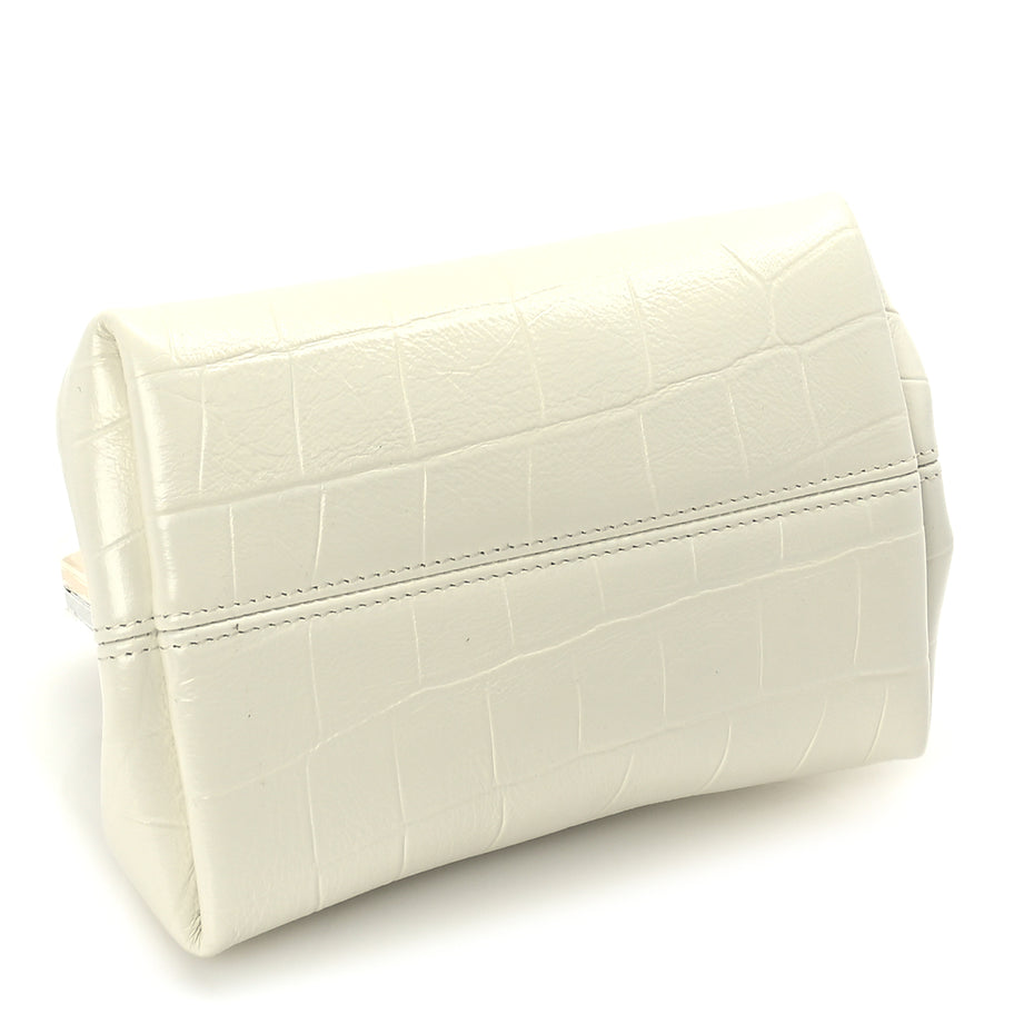Jacquemus Calfskin Crocodile Embossed The Berlingot Clutch Light Ivory Image 3