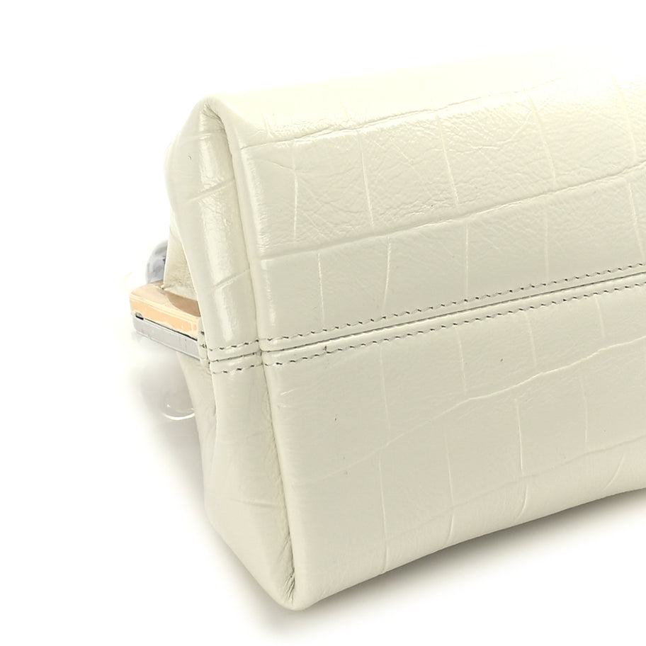Jacquemus Calfskin Crocodile Embossed The Berlingot Clutch Light Ivory Image 7