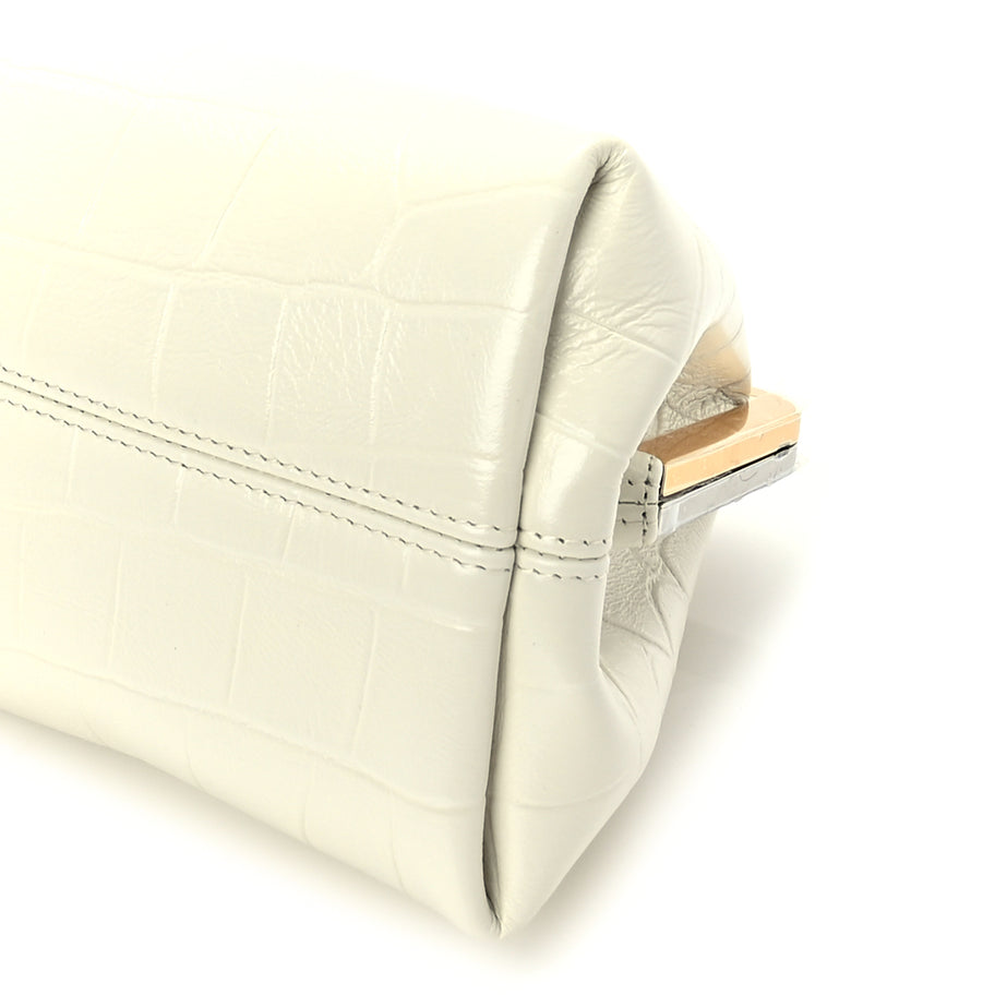 Jacquemus Calfskin Crocodile Embossed The Berlingot Clutch Light Ivory Image 8