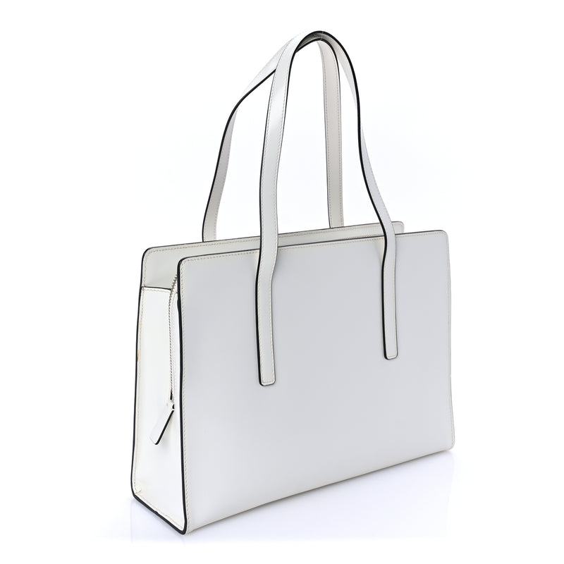  Prada Spazzolato Medium Re-Edition 1995 Double Handle Handbag White