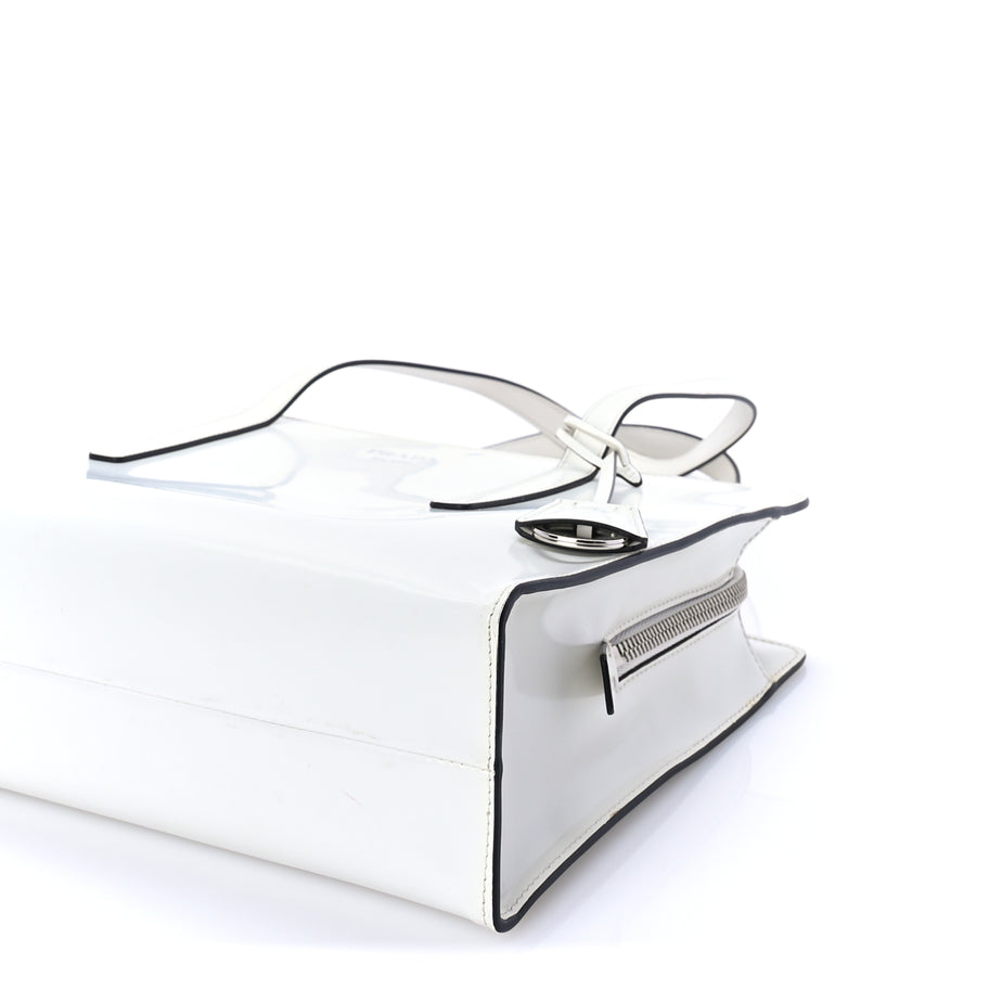 Prada Spazzolato Medium Re-Edition 1995 Double Handle Handbag White Image 8