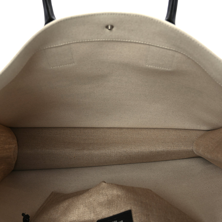 Saint Laurent Linen Calfskin Rive Gauche Tote Optic White Image 4