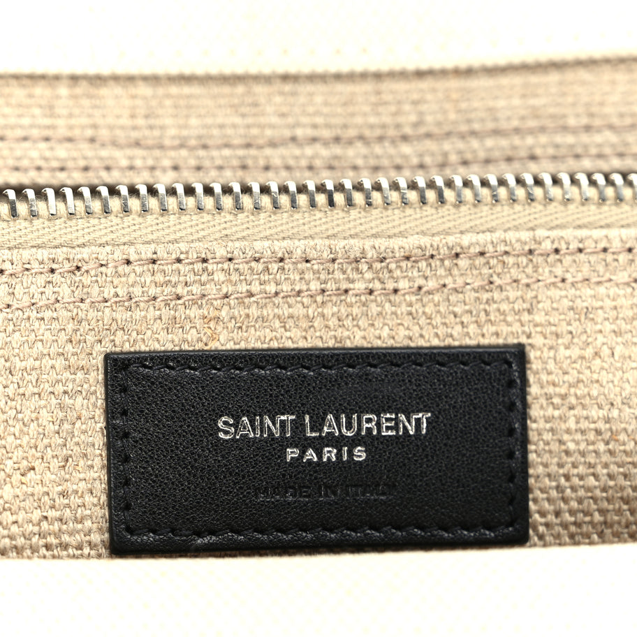 Saint Laurent Linen Calfskin Rive Gauche Tote Optic White Image 5