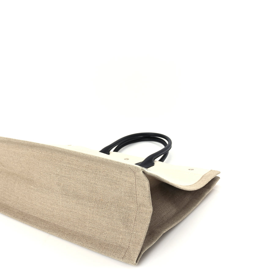 Saint Laurent Linen Calfskin Rive Gauche Tote Optic White Image 8