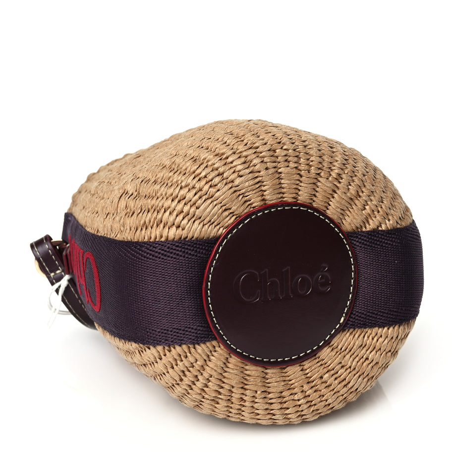 Chloe X MIFUKO Raffia Calfskin Small Woody Basket Shoulder Bag Purple Red Image 3