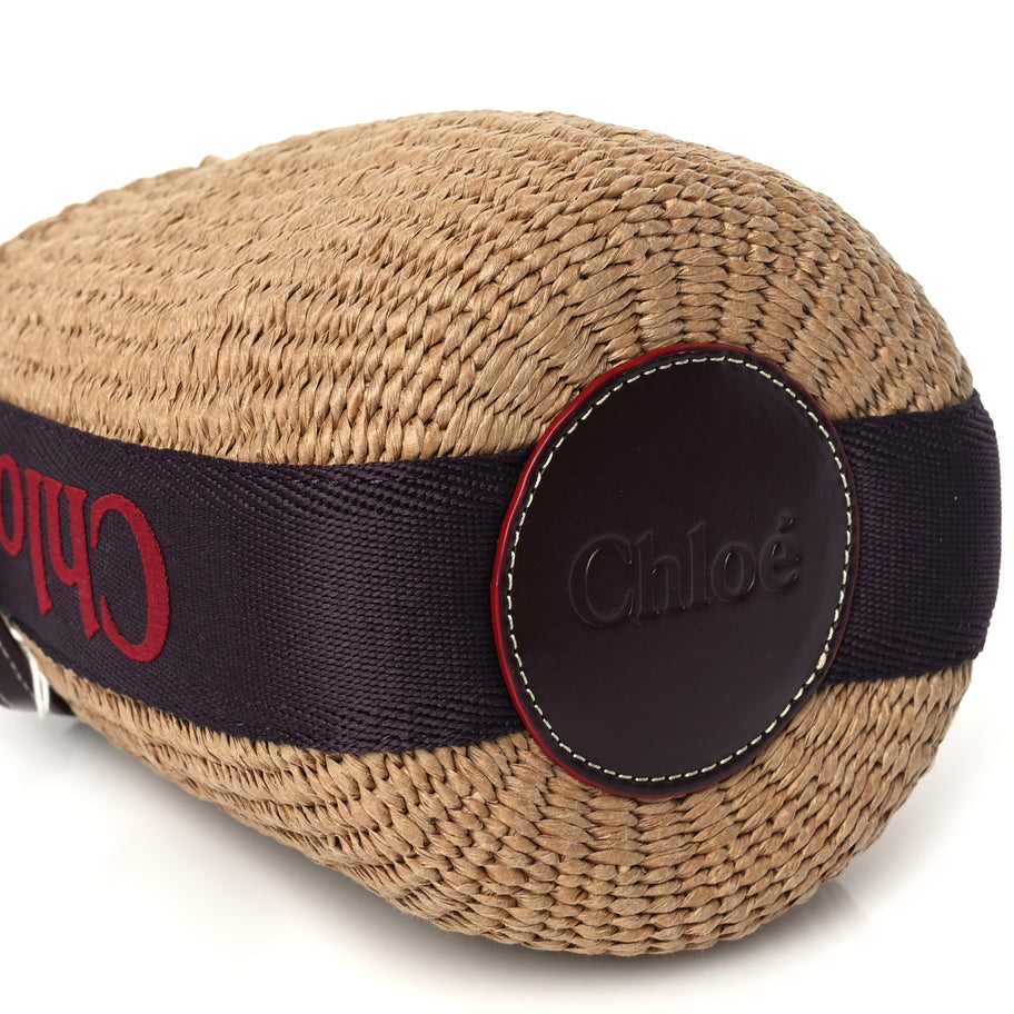 Chloe X MIFUKO Raffia Calfskin Small Woody Basket Shoulder Bag Purple Red Image 7
