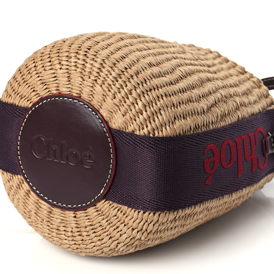 Chloe X MIFUKO Raffia Calfskin Small Woody Basket Shoulder Bag Purple Red Image 8
