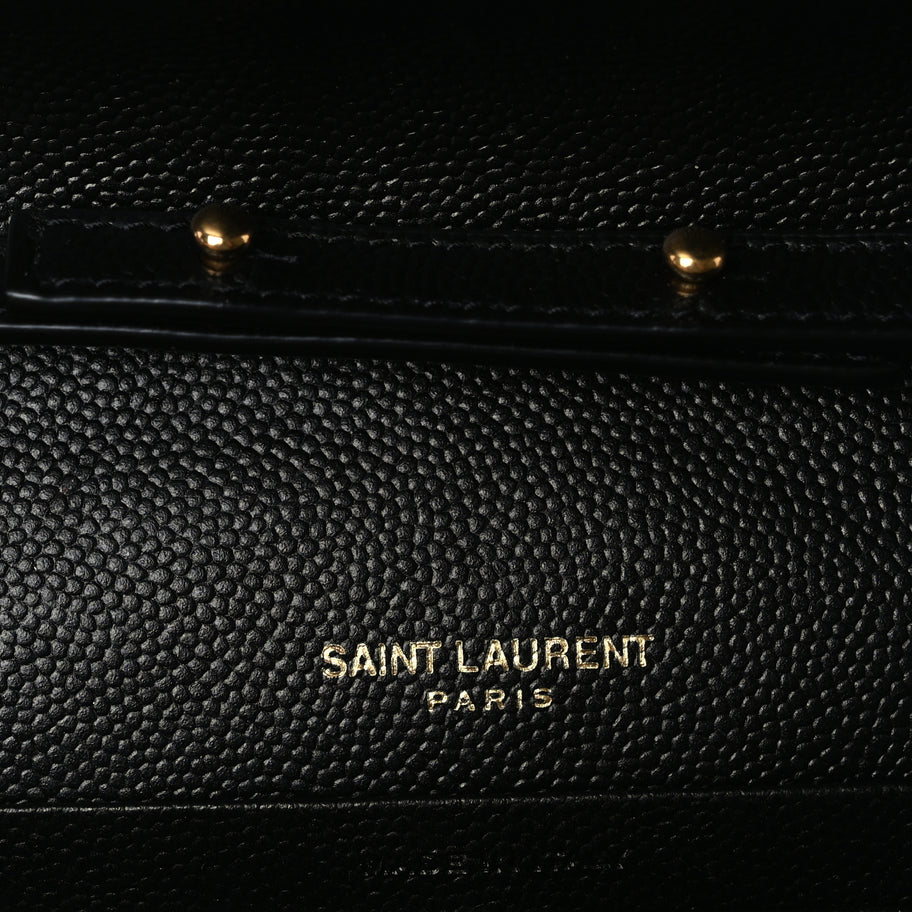 Saint Laurent Grain De Poudre Matelasse Chevron Monogram Chain Wallet  Black Image 5