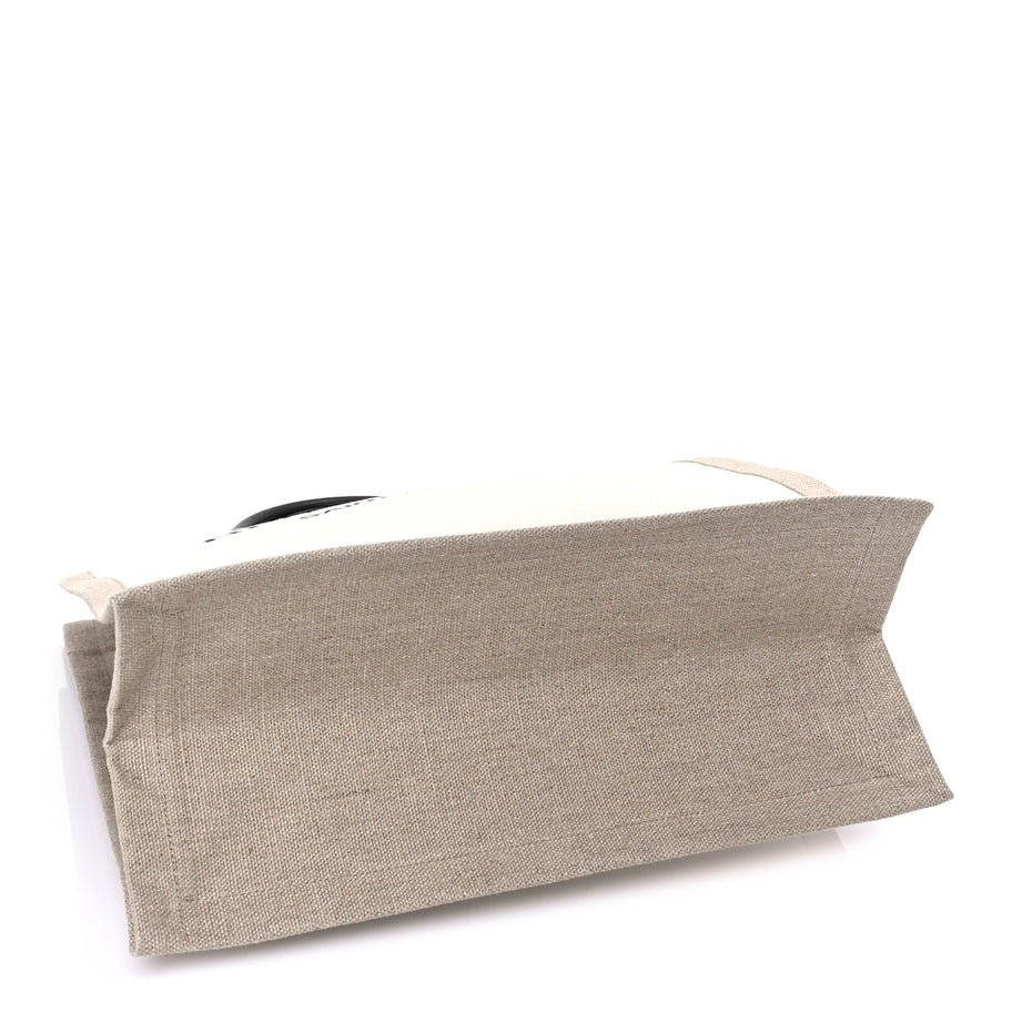 Saint Laurent Linen Calfskin Rive Gauche North South Tote Optic White Image 3
