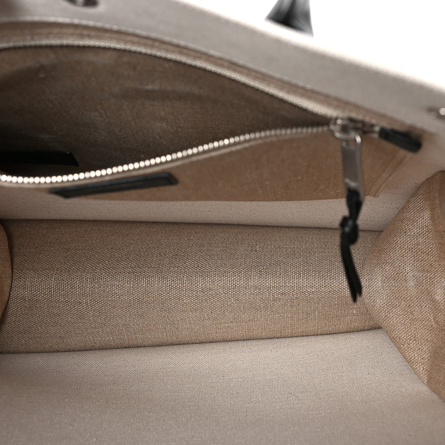 Saint Laurent Linen Calfskin Rive Gauche North South Tote Optic White Image 4