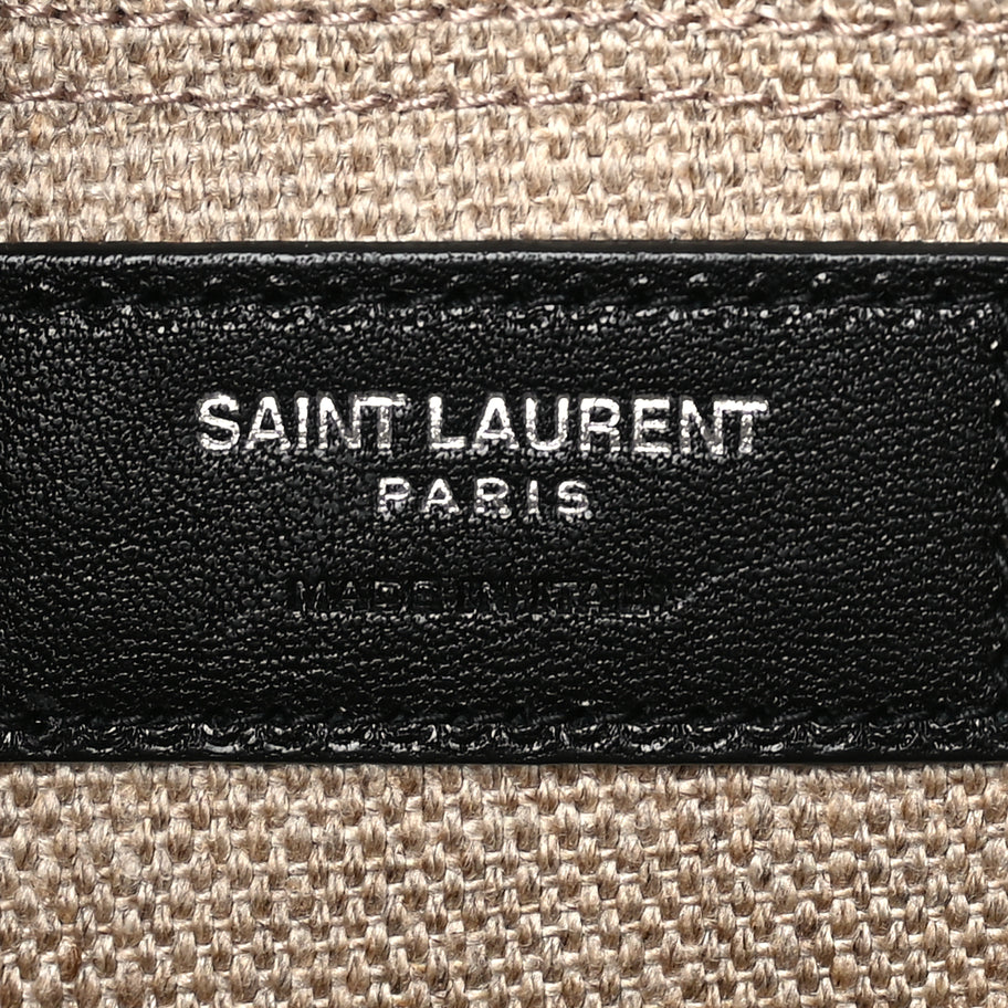 Saint Laurent Linen Calfskin Rive Gauche North South Tote Optic White Image 5