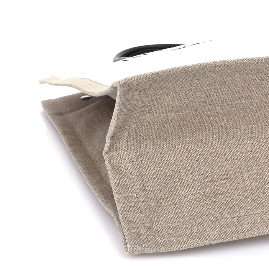 Saint Laurent Linen Calfskin Rive Gauche North South Tote Optic White Image 7