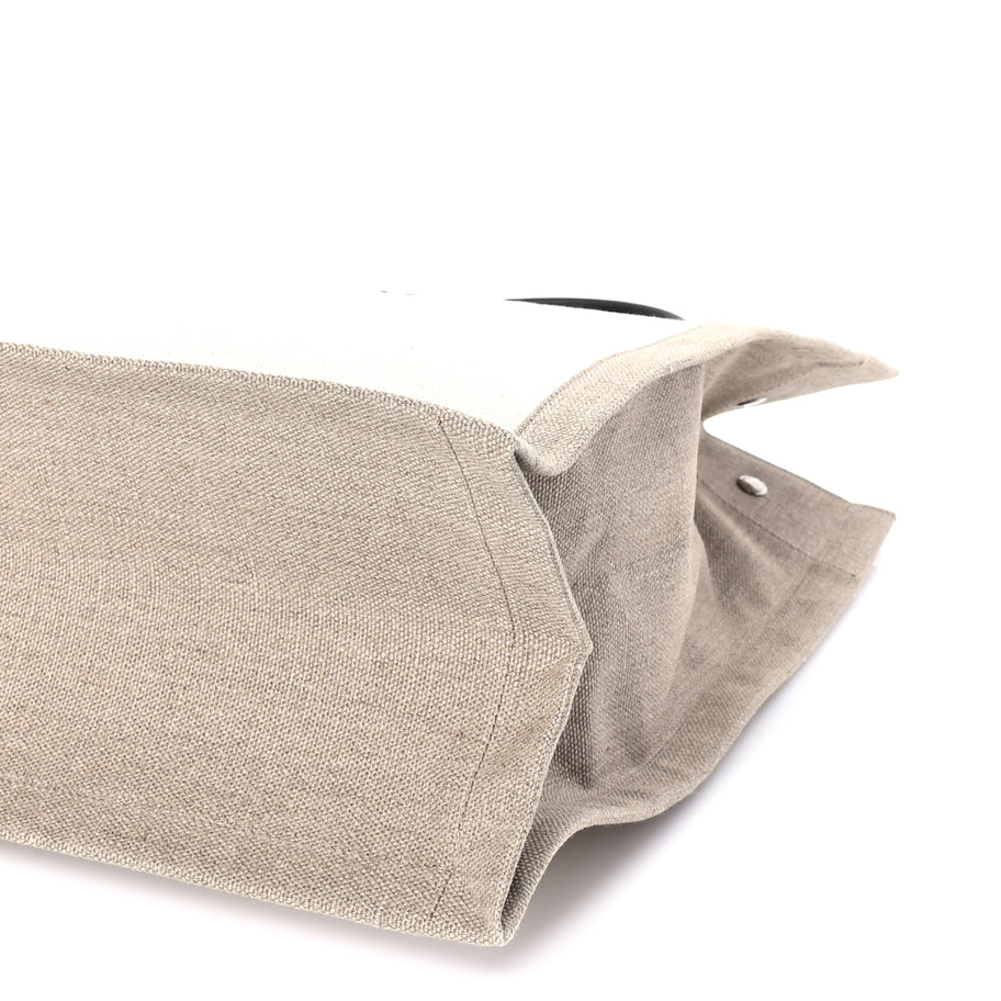 Saint Laurent Linen Calfskin Rive Gauche North South Tote Optic White Image 8