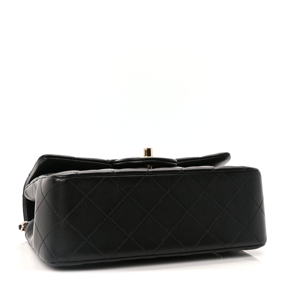 Chanel Lambskin Quilted Mini Top Handle Rectangular Flap Black Image 3