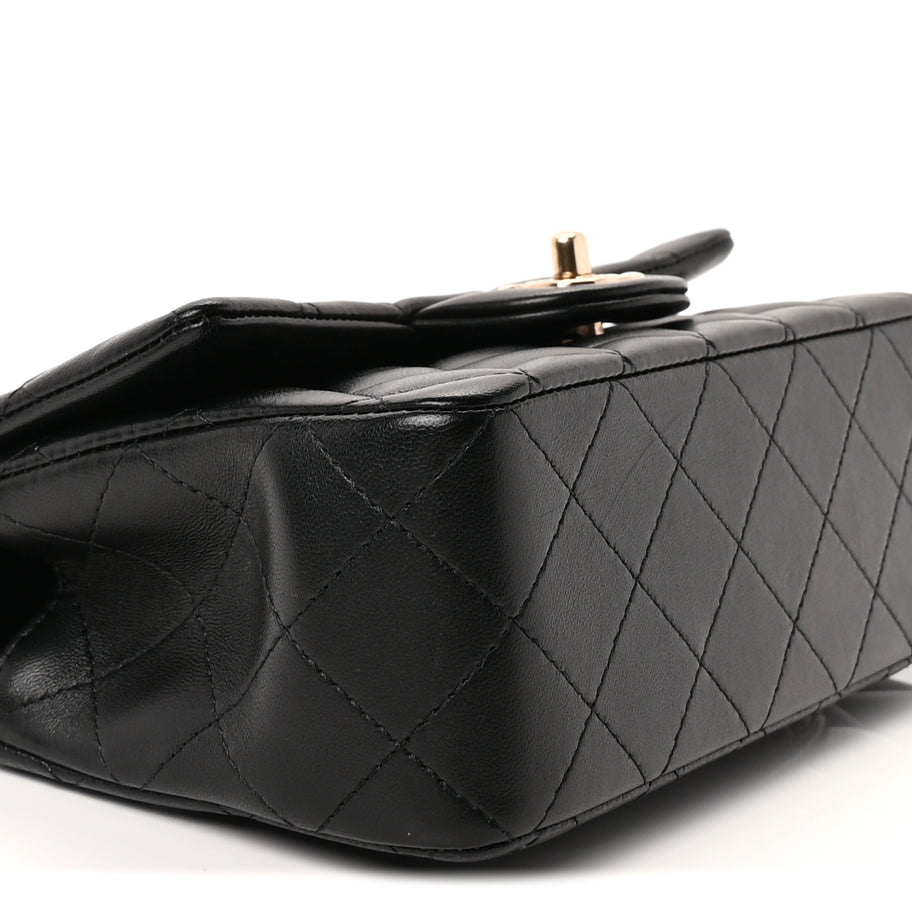 Chanel Lambskin Quilted Mini Top Handle Rectangular Flap Black Image 7