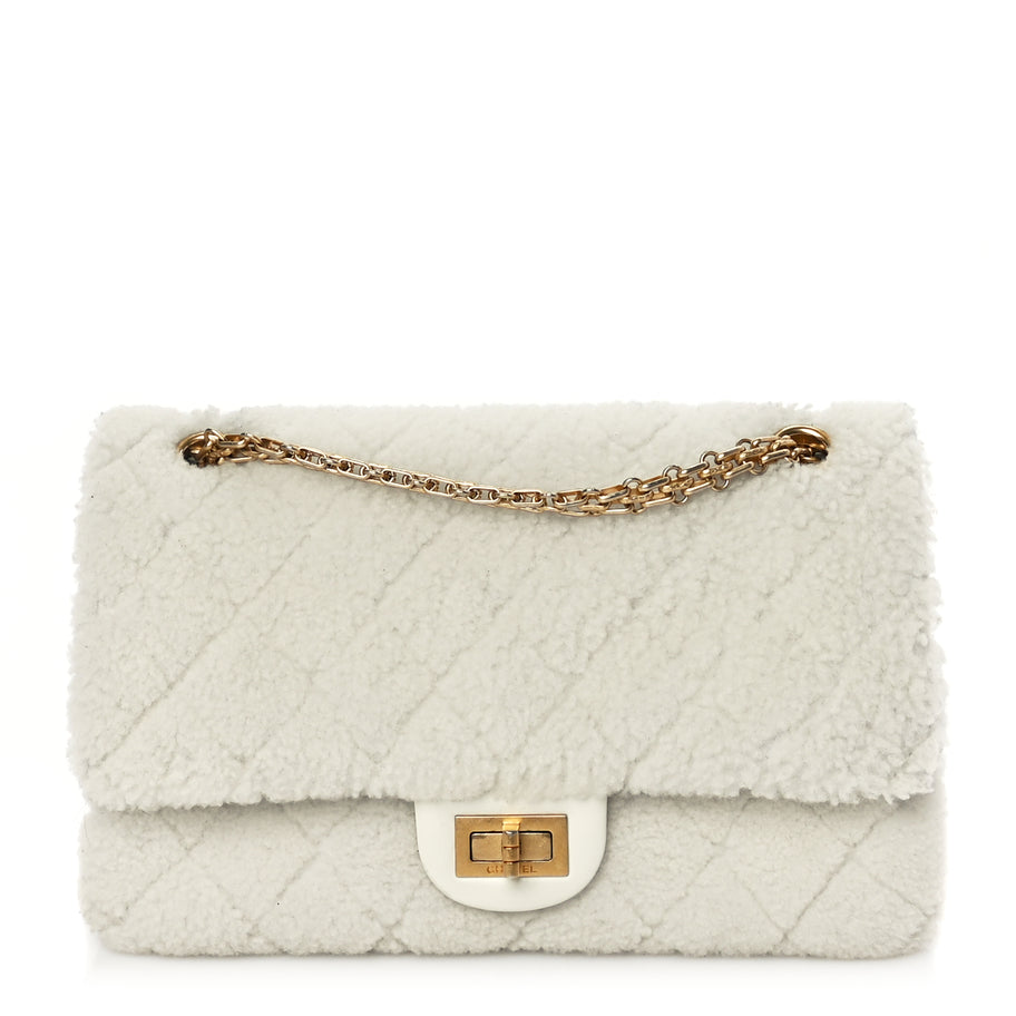 Chanel Shearling Lambskin Aged Calfskin Quilted 2.55 Reissue 225 Flap White Image 1