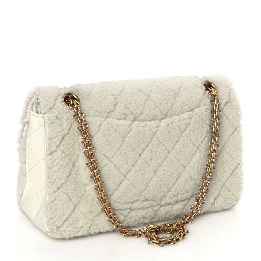 Chanel Shearling Lambskin Aged Calfskin Quilted 2.55 Reissue 225 Flap White Image 2