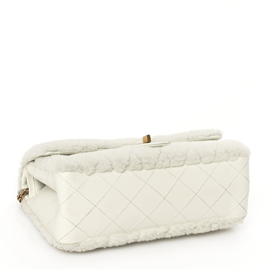Chanel Shearling Lambskin Aged Calfskin Quilted 2.55 Reissue 225 Flap White Image 3