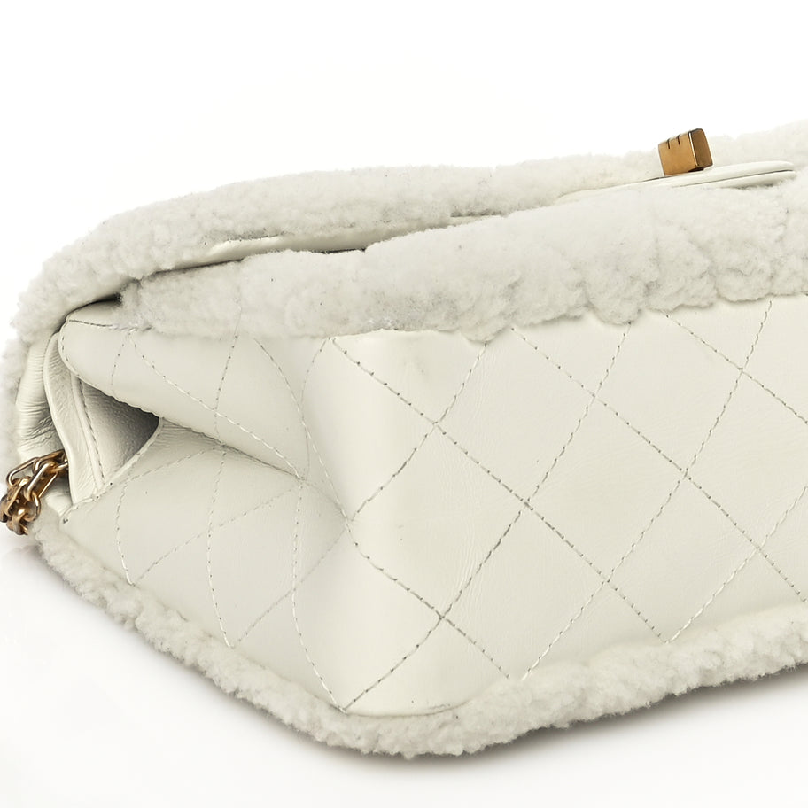 Chanel Shearling Lambskin Aged Calfskin Quilted 2.55 Reissue 225 Flap White Image 8