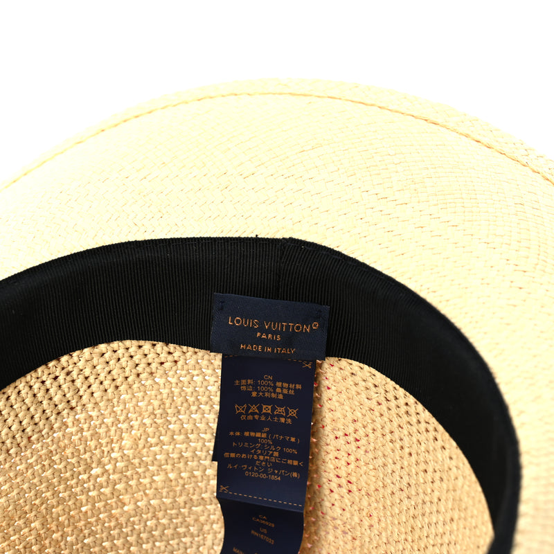  Louis Vuitton Raffia Tiles By The Pool Panama Fedora S Natural Coral