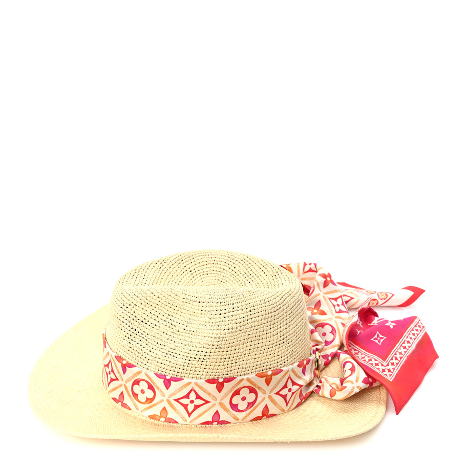 Louis Vuitton Raffia Tiles By The Pool Panama Fedora S Natural Coral Image 5