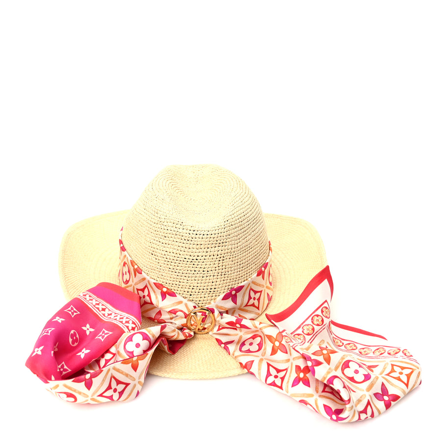 Louis Vuitton Raffia Tiles By The Pool Panama Fedora S Natural Coral Image 6