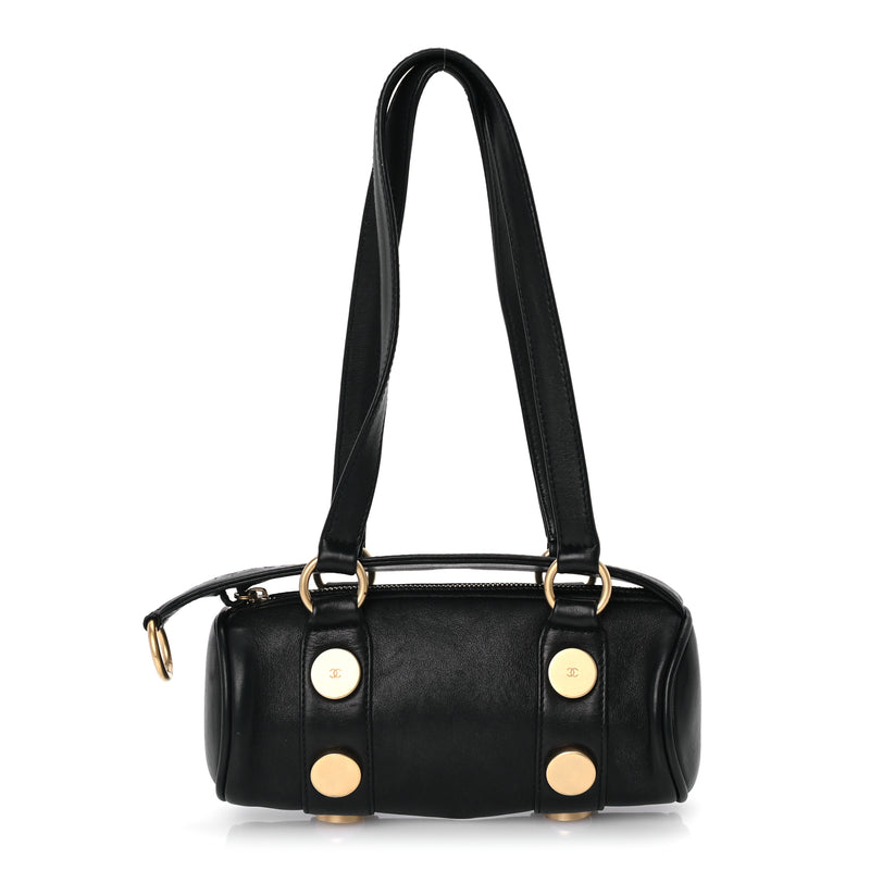  Chanel Lambskin Studded CC Barrel Bag Black