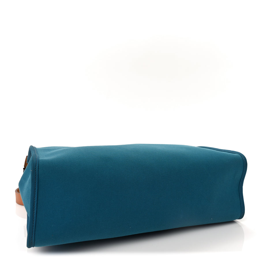 Hermes Toile Officier Vache Hunter Herbag Zip PM 31 Bleu Izmir Fauve Image 7